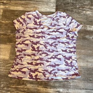 Lane Bryant Purple and White Patterned Tee